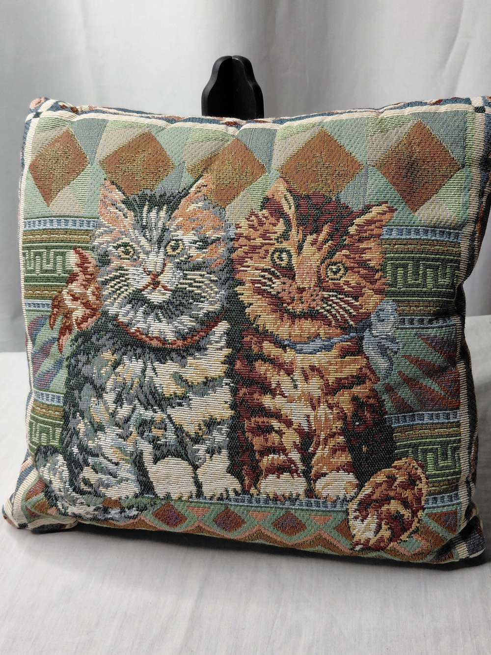 Vintage 90s Small Cat Tapestry Throw Pillow